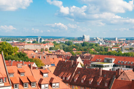 View on Nuremberg from a height on a sunny summer dayの写真素材