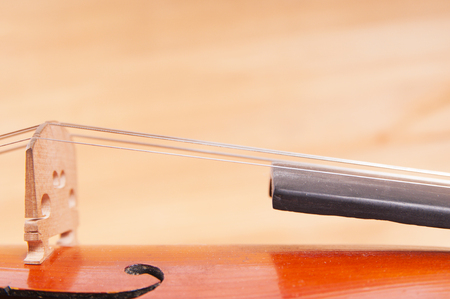 Fragment of a violin on a wooden の写真素材