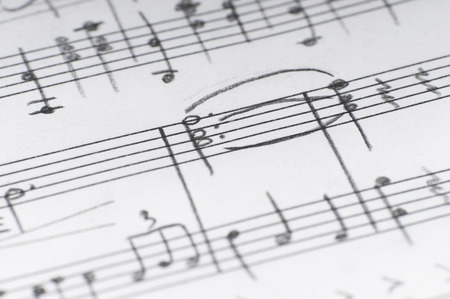 Handwritten musical notes, shallow DOFの写真素材