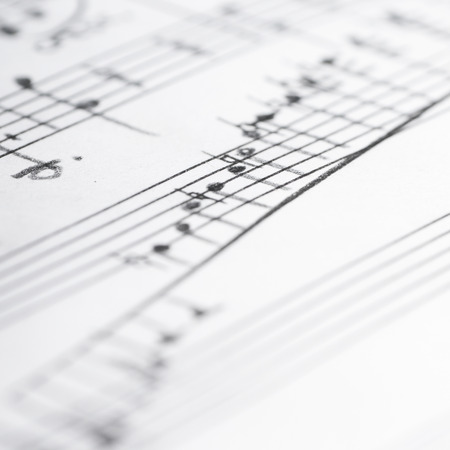 Handwritten musical notes, shallow DOFの写真素材