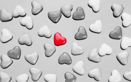 Colorful Valentines Day background with hearts.の写真素材