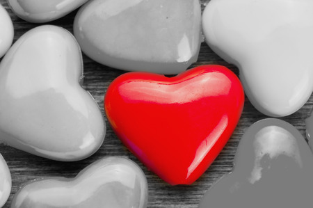 Colorful Valentines Day background with hearts.の写真素材