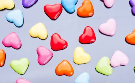 Colorful Valentines Day background with hearts.の写真素材