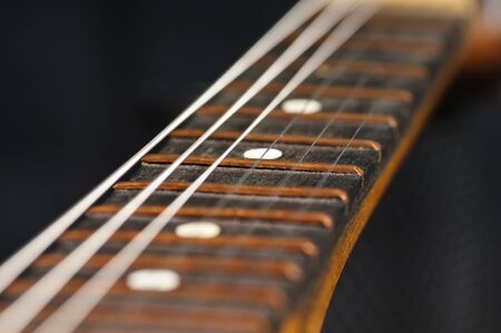 guitar strings macro, selective focus imageの写真素材
