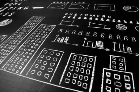 business concept on blackboardの写真素材