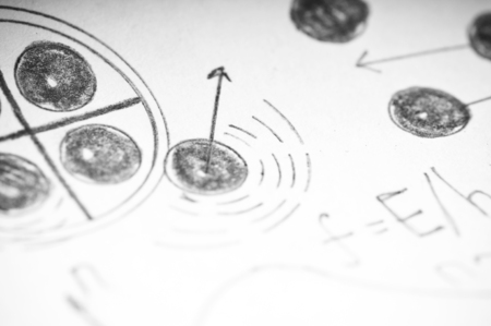 Graphs and charts of nuclear and quantum physics as a backgroundの写真素材