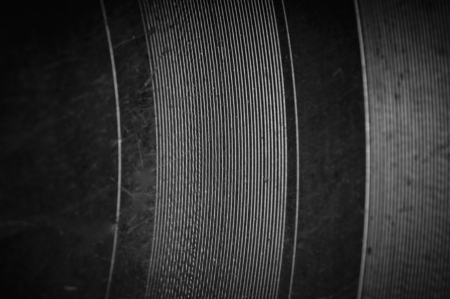 The tracks on old vinyl discの写真素材