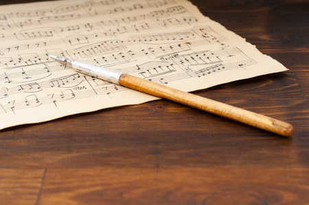 
Old music sheet. Manuscript. Ancient writing penの写真素材