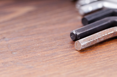 Hex keys on the tableの写真素材