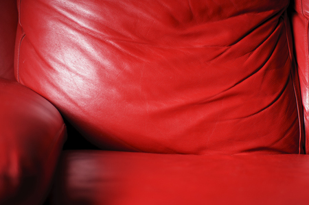 Luxury red sofa in natural calfskinの写真素材
