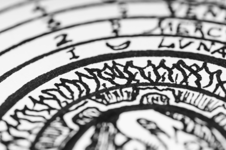 Handwritten astrological star circle, manuscriptの写真素材
