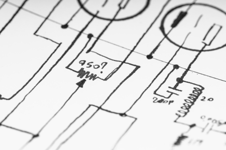 Electronic circuit sketch. Development of a deviceの写真素材