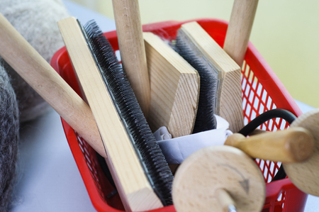 Tools wizard for felting woolの写真素材