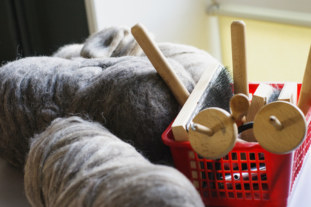 Tools wizard for felting woolの写真素材