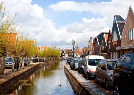 Canal in Amsterdam suburbのeditorial素材