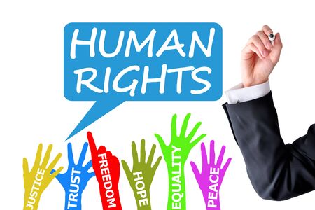 Human rights lawyer writing on white backgroundの写真素材