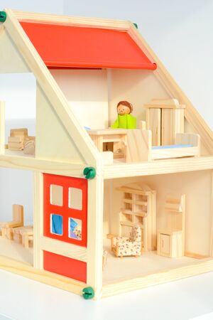 Girls dollhouse isolated on white backgroundの写真素材