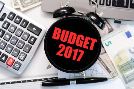 2017 budget exercise or forecast with old clock conceptの写真素材