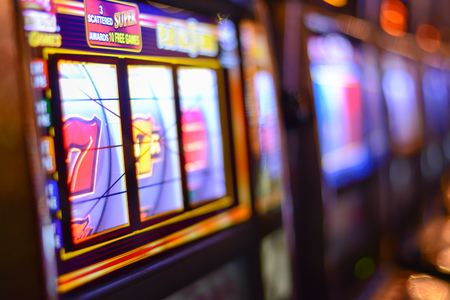 Slot machines and gambling addiction in Las Vegasの写真素材
