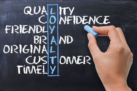 Loyalty crossword on blackboardの写真素材