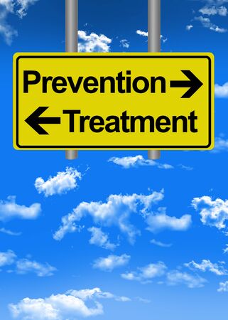 Prevention versus treatment on road signの写真素材