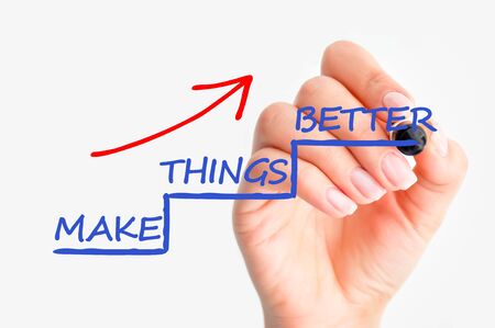 Make things better advice written on a ladderの写真素材