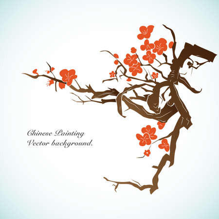 Bamboo - Chinese Painting Vector Background.のイラスト素材