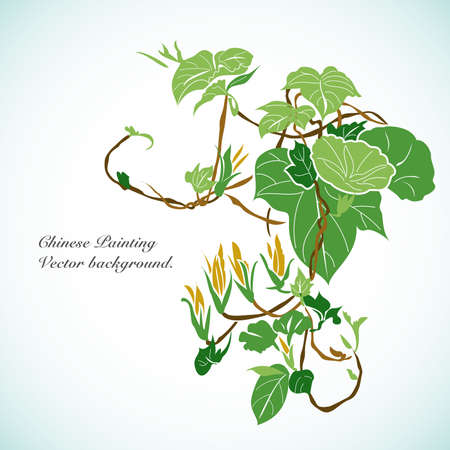 Bamboo - Chinese Painting Vector Background.のイラスト素材