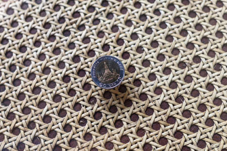 Ten bath coin on pattern backgroundの写真素材