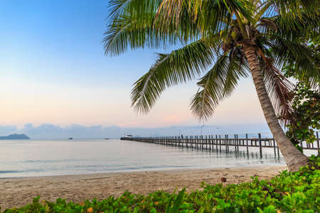 Beautiful beach on tropical island, Gulf of Thailand, Thailandの写真素材
