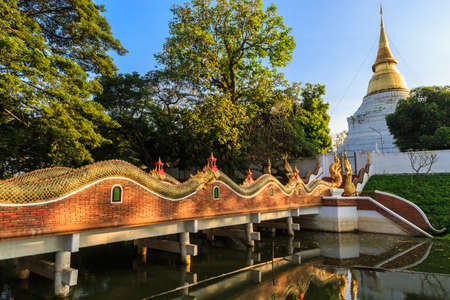 Golden pagoda in Thai temple, Thailandの写真素材