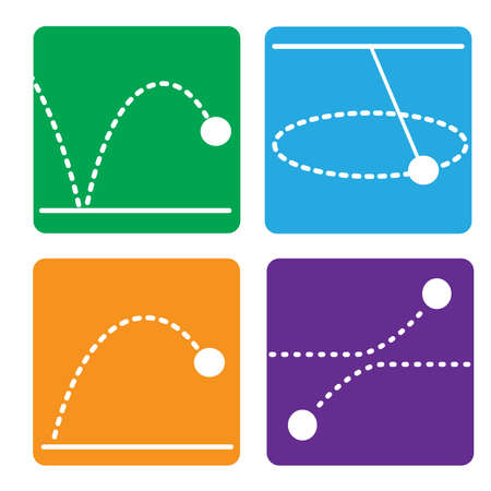 Physics motion flat icon with colorful backgroundのイラスト素材