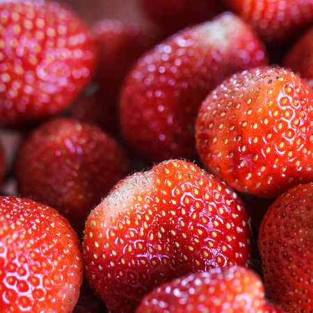 Sweet ripe red fresh strawberries close upの写真素材