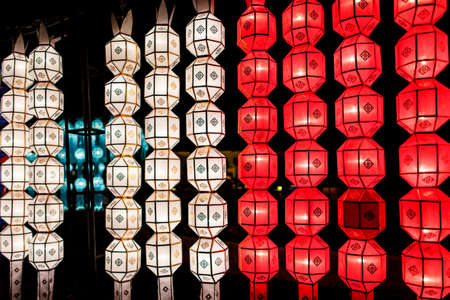 Close-up colorful international lanterns, Chiang Mai, Thailandのeditorial素材
