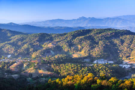 Tropical forest and mountain ranges, Chiang Mai, Thailandの写真素材