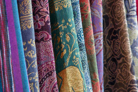 Thai style close-up colorful cloth fine textureの写真素材