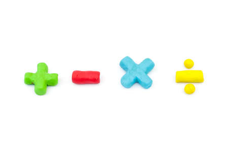 Colorful plasticine Math operator symbol (plus, minus, multiplication and division)の写真素材