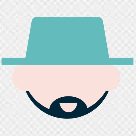 Man in hat icon. Flat design style vector illustrationのイラスト素材