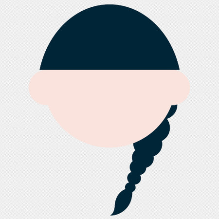 Female face with braids icon on the grey background. Vector illustrationのイラスト素材