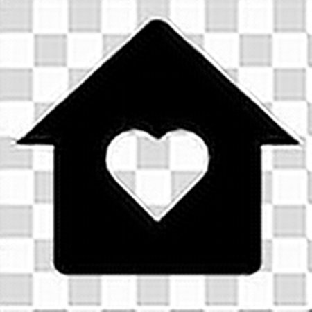 Black and white heart shape in a house on a checkered backgroundのイラスト素材