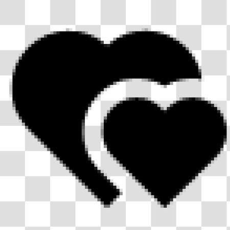 Pixel heart icon. Vector illustration. Black symbol on transparent background.のイラスト素材
