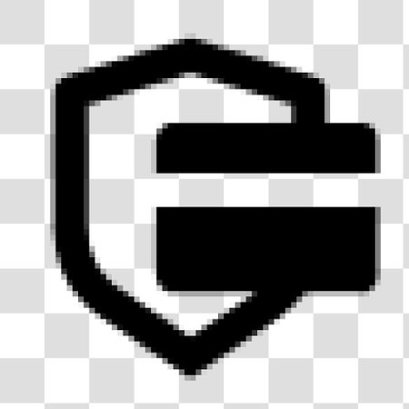 Vector pixel shield with euro symbol. Isolated on transparent background.のイラスト素材