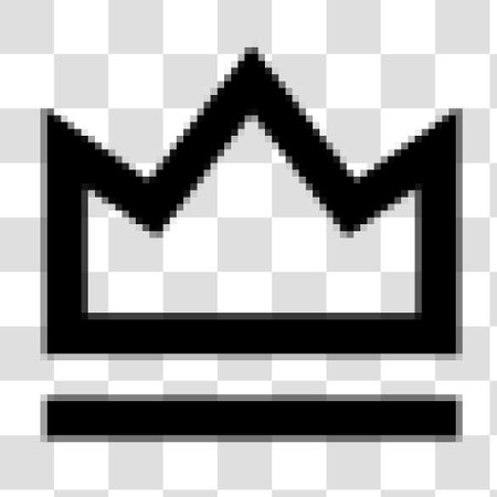 Pixel crown vector icon. Illustration style is a flat iconic black symbol on a transparent background.のイラスト素材