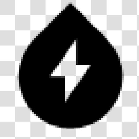 Pixel art energy drop vector icon. Illustration style is a flat iconic black symbol on a transparent background.のイラスト素材