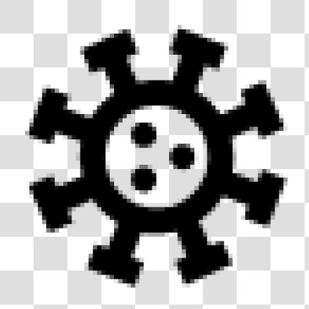 Cogwheel icon. Pixelated cogwheel symbol on transparent backgroundのイラスト素材