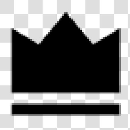 Pixel crown vector icon. Illustration style is a flat iconic black symbol on a transparent background.のイラスト素材