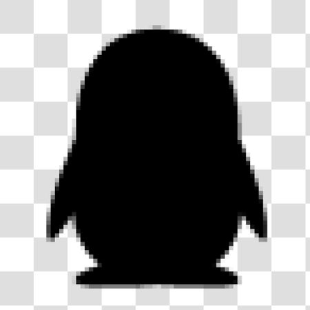 Pixel art black silhouette of a female head isolated on transparent background.のイラスト素材
