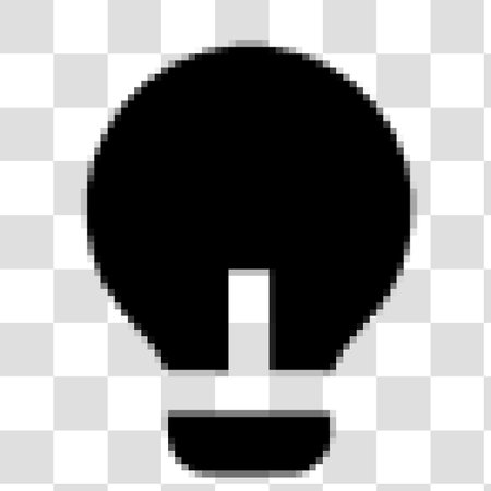 Pixel lightbulb icon. Vector illustration isolated on transparent background.のイラスト素材