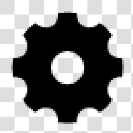 Pixel gear vector icon on transparent background. Cogwheel symbol.のイラスト素材
