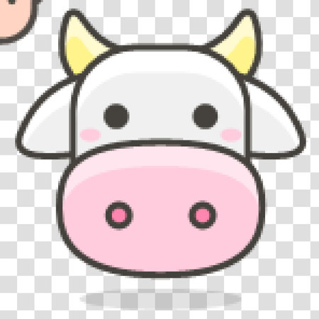Cute cartoon cow. Vector illustration isolated on a transparent background.のイラスト素材